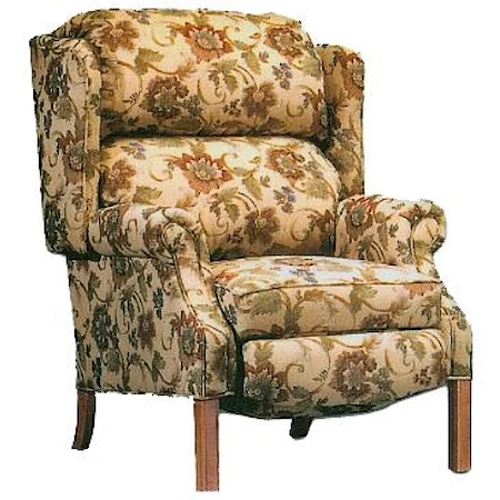 Traditional High Back Recliner with Oak Chippendale Leg